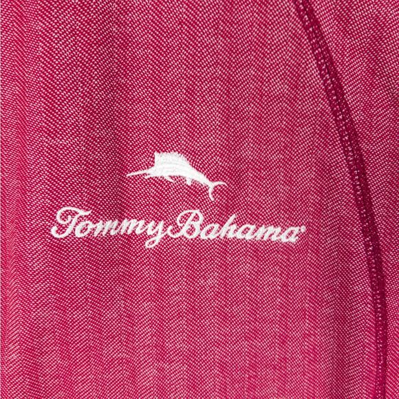 Tommy Bahama 1/4 Zip Men's Large Pima Cotton Poly Blend Bright Red White Logo - Picture 6 of 10